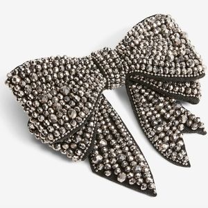 NWOT Express Hematite Embellished Bow Hair Clip